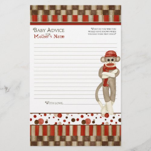 Sock Monkey Tricycle Boy Baby Shower Advice