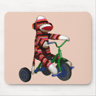 Sock Monkey Tricycle Mouse Pad
