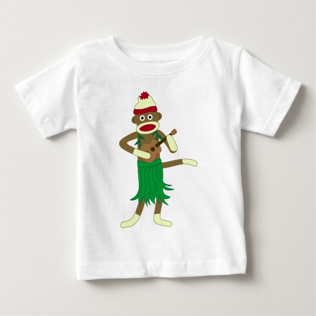 Sock Monkey Ukulele Baby T-Shirt (Front)