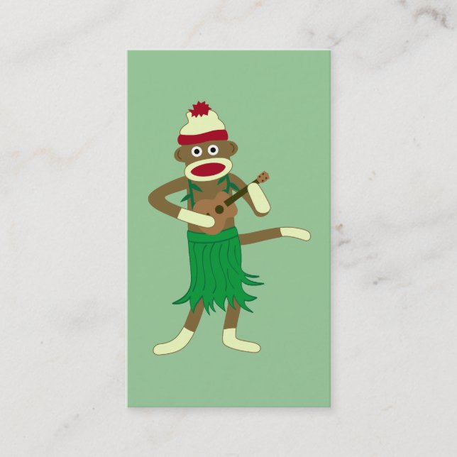 Sock Monkey Ukulele Business Card (Front)