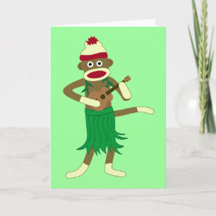 Sock Monkey Ukulele Card