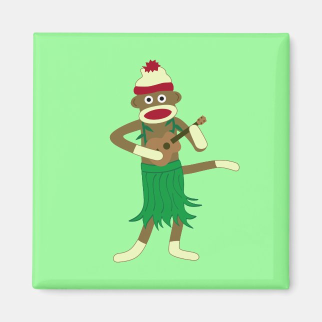 Sock Monkey Ukulele Magnet (Front)