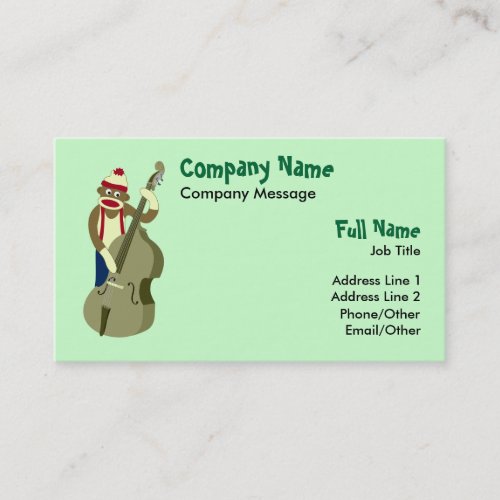 Sock Monkey Upright Bass Player Business Card