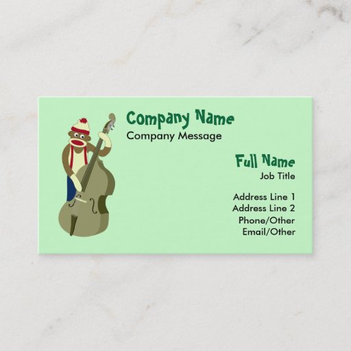 Customizable Sock Monkey Upright Bass Player Business Card