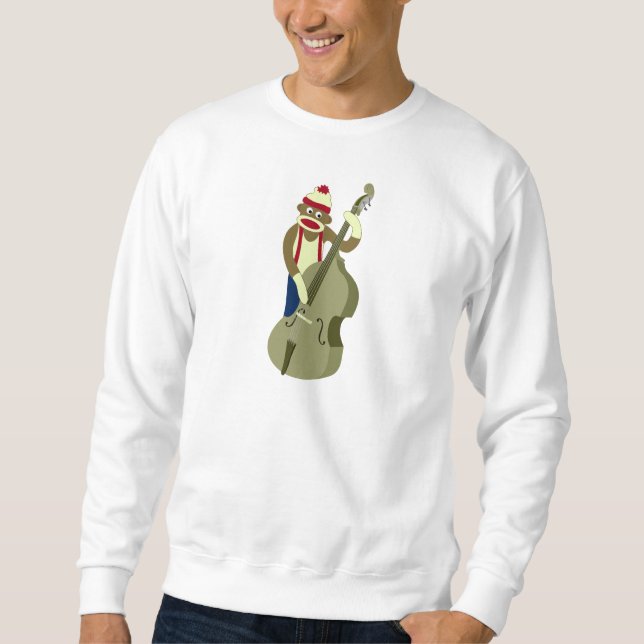 Sock Monkey Upright Bass Player Sweatshirt (Front)