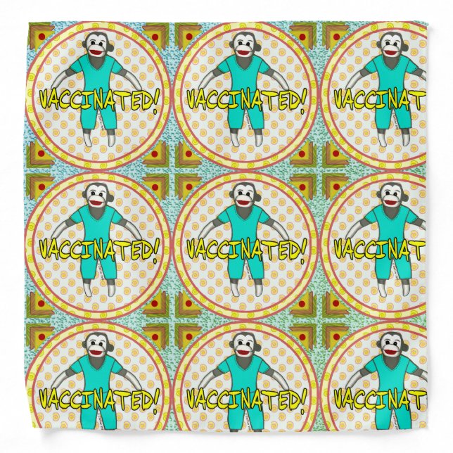 Sock Monkey Vaccinated Bandana  (Front)