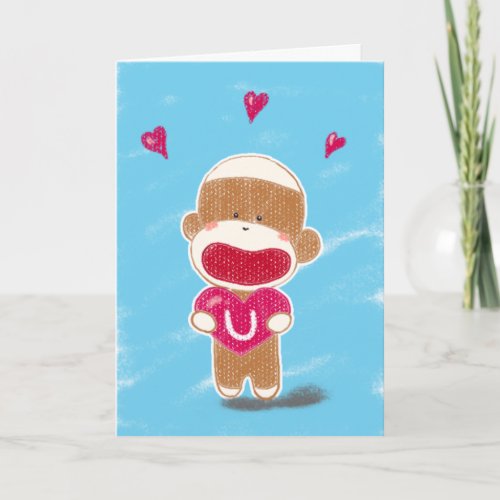 Sock Monkey Valentine Card