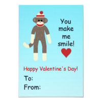 Sock Monkey Valentine's Day card for kids