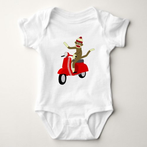 Sock Monkey Vespa Scooter Baby Bodysuit