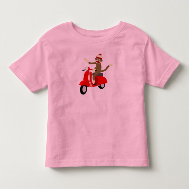 Sock Monkey Vespa Scooter Toddler T-shirt (Front)