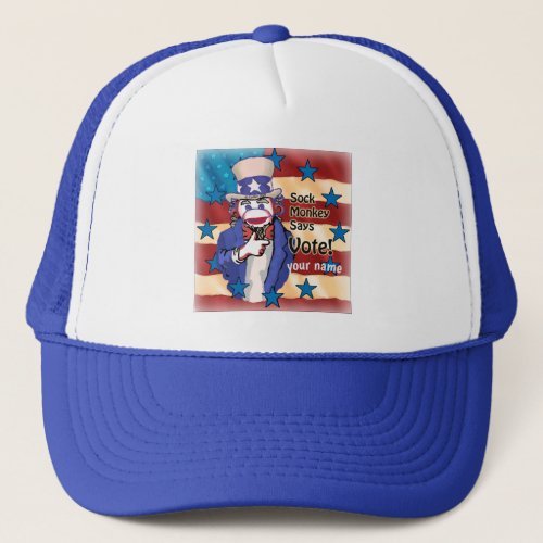 Sock Monkey Vote custom name hat
