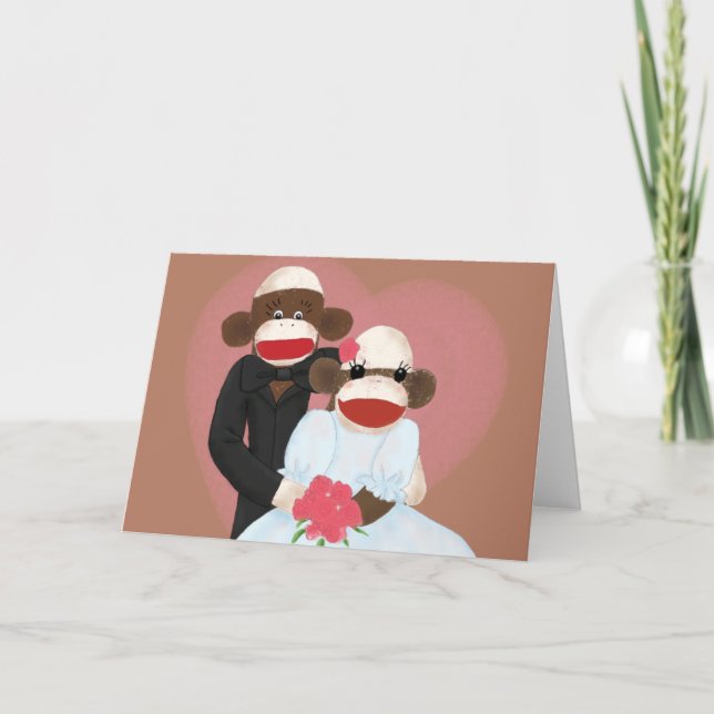 Sock Monkey Wedding(Bowty & Violet) Card (Front)