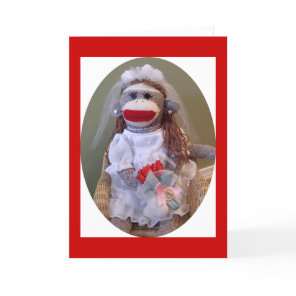 Sock Monkey Wedding Bride Card