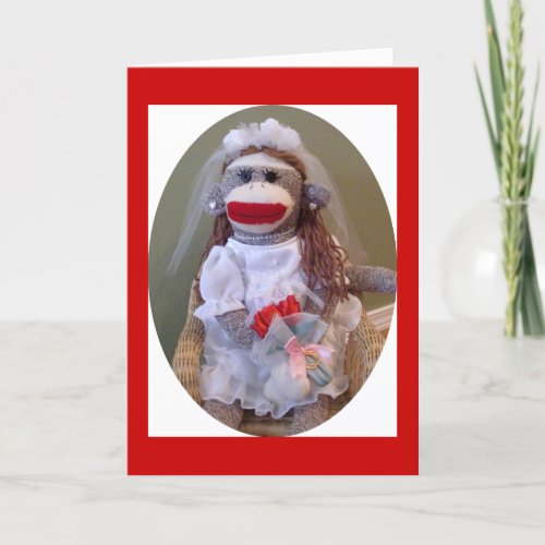 Sock Monkey Wedding Bride Card