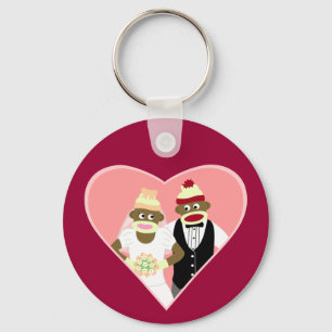 Sock Monkey Wedding Keychain