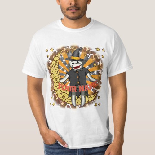Sock Monkey Witch custom name  t_shirt