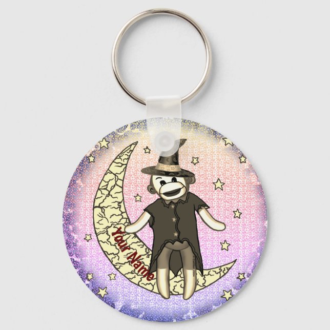 sock monkey witch  Keychain (Front)