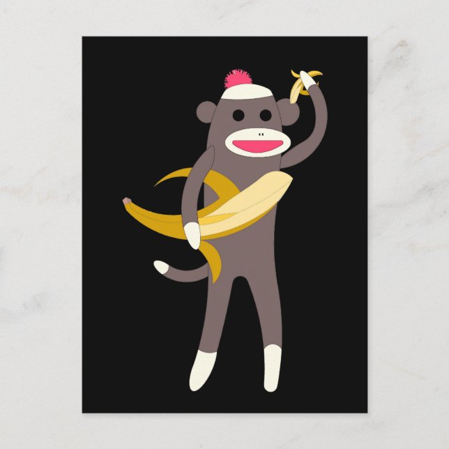 Sock Monkey with Banana Swords Postcard (Front)