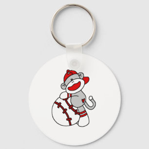 Sock Monkey With Baseball T shirts and Gifts Keychain
