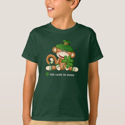 Sock Monkey with Shamrock StPatricks Day T_Shirt