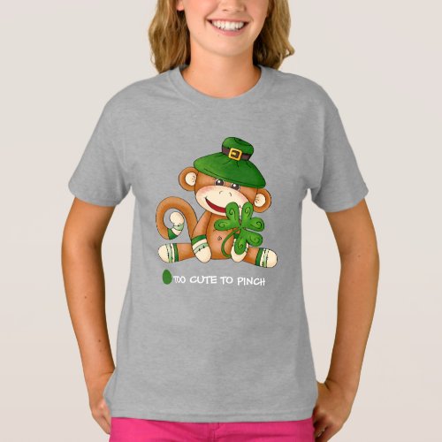 Sock Monkey with Shamrock StPatricks Day T_Shirt