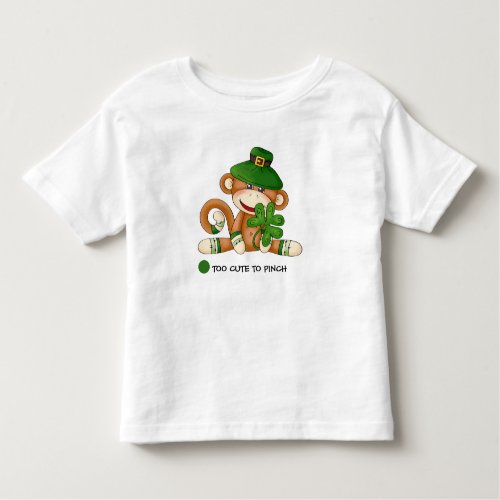 Sock Monkey with Shamrock St Patricks Day Toddler T_shirt