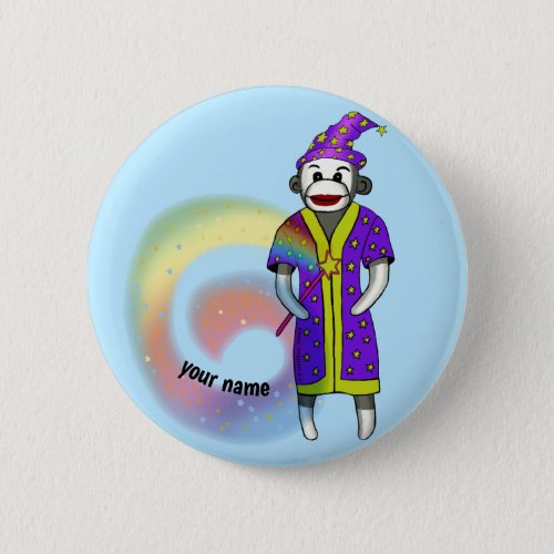 Sock Monkey Wizard  Button