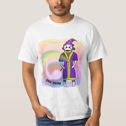 Sock Monkey Wizard custom name T_Shirt