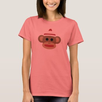 Sock Monkey Women's Ringer T-shirt  White/red T-shirt by BeansandChrome at Zazzle