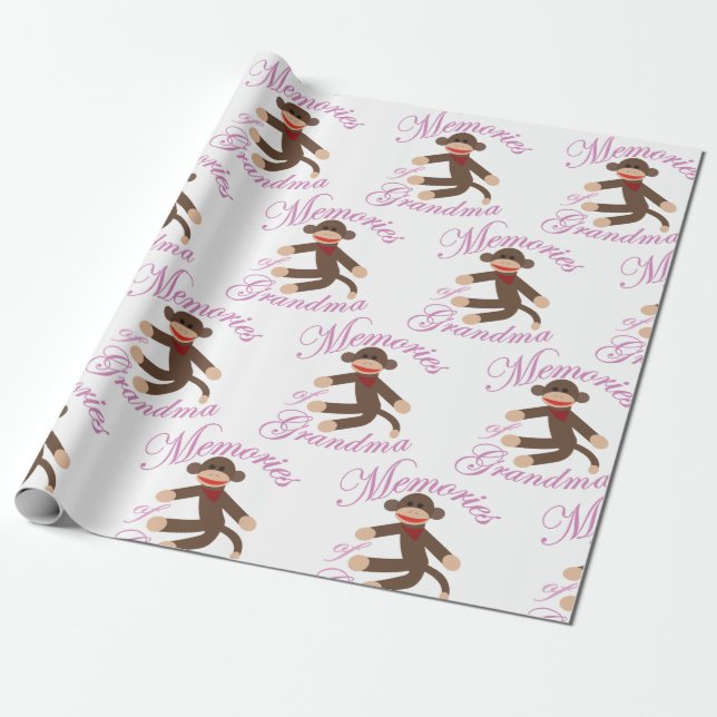 Sock Monkey Wrapping Paper (Unrolled)