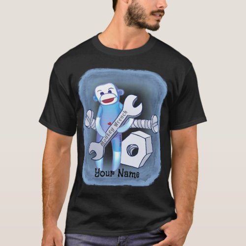 Sock Monkey Wrench mechanic t_shirt