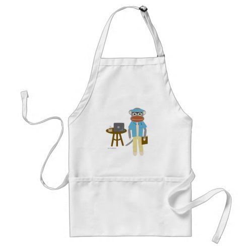 Sock Monkey Writer Cartoon Mascot Art Adult Apron