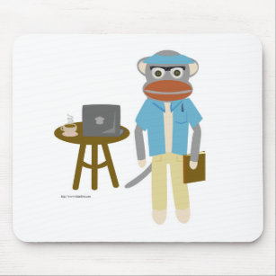 Sock Monkey Writer Classic Cartoon Author Pal Mouse Pad