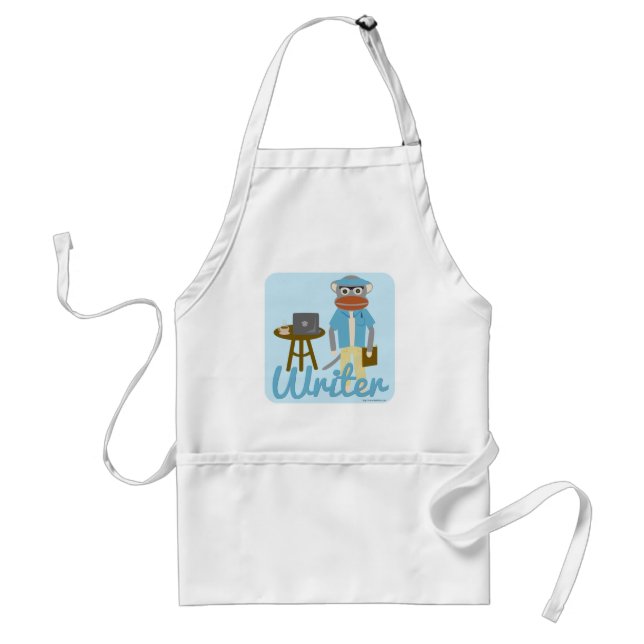 Sock Monkey Writer Deluxe Adult Apron (Front)