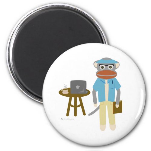 Sock Monkey Writer Fun Cartoon Design Magnet