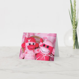 Sock Monkeys for the Cure Pink Friends Note Card