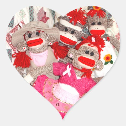 Sock Monkeys for the Cure Pink Heart Stickers