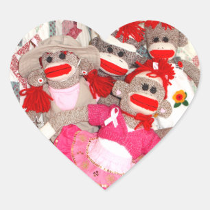Sock Monkeys for the Cure Pink Heart Stickers