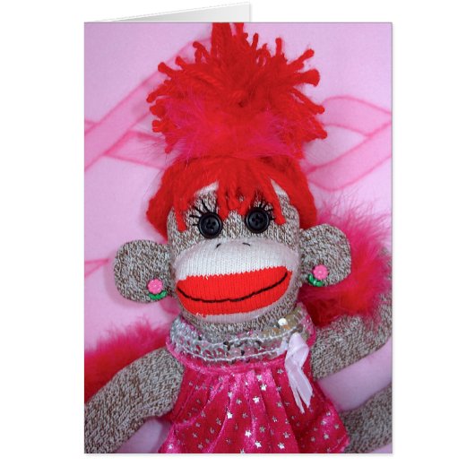 Sock Monkeys for the Cure Pink Velvet Denise Card (Front)