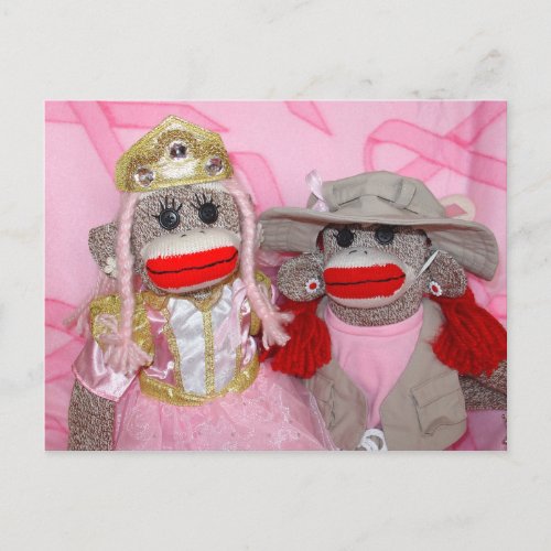Sock Monkeys for the Cure Two Friends Postcard