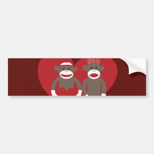 Sock Monkeys in Love Hearts Valentines Day Gifts Bumper Sticker