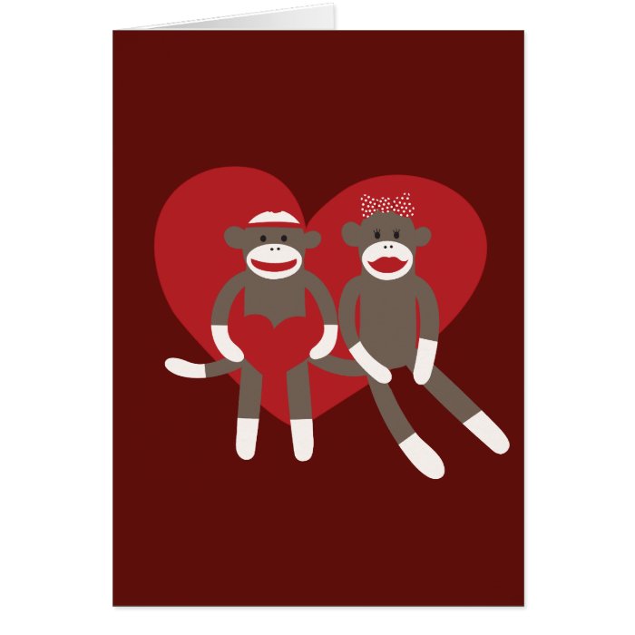 Sock Monkeys in Love Hearts Valentine's Day Gifts Greeting Card