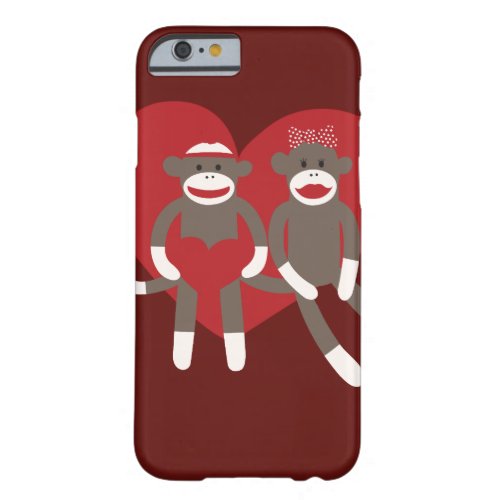 Sock Monkeys in Love Hearts Valentines Day Gifts Barely There iPhone 6 Case