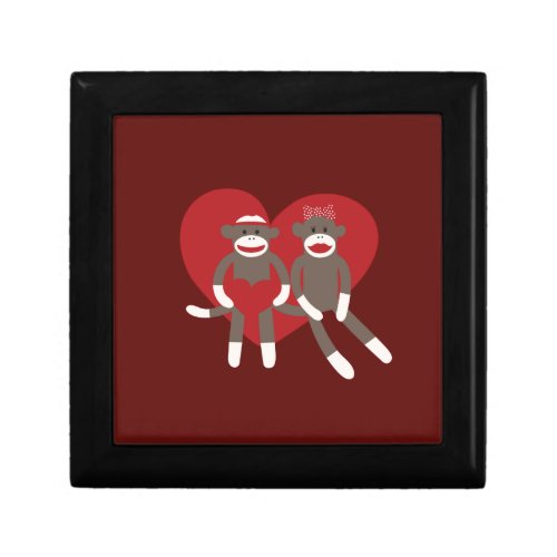 Sock Monkeys in Love Hearts Valentines Day Gifts Gift Box