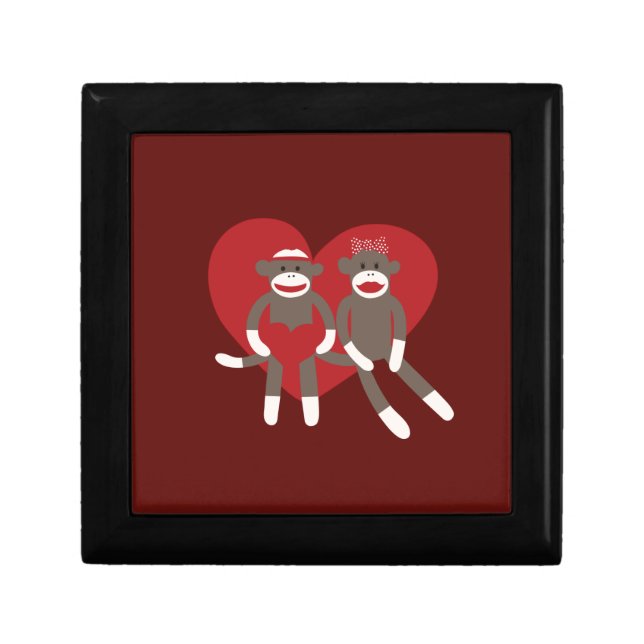 Sock Monkeys in Love Hearts Valentine's Day Gifts Gift Box (Front)