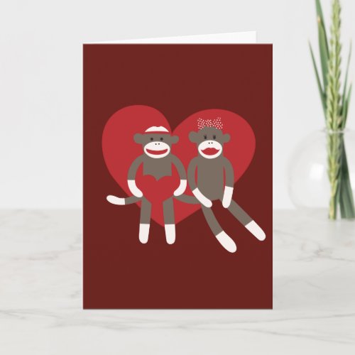 Sock Monkeys in Love Hearts Valentines Day Gifts Holiday Card