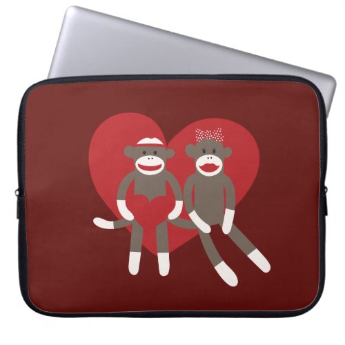 Sock Monkeys in Love Hearts Valentines Day Gifts Laptop Sleeve