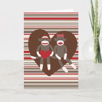 Sock Monkeys In Love Valentine's Day Heart Gifts Holiday Card by azlaird at Zazzle
