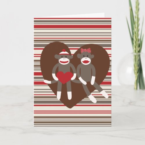 Sock Monkeys in Love Valentines Day Heart Gifts Holiday Card