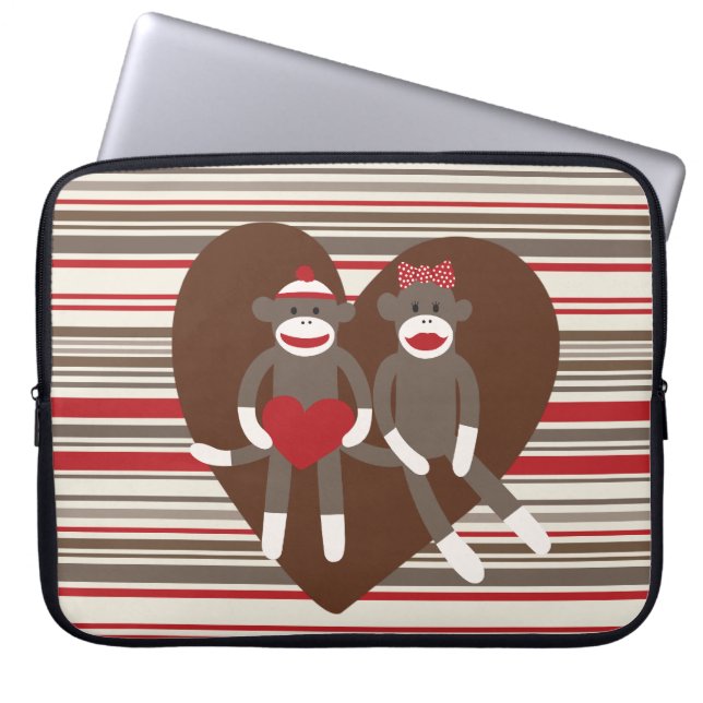 Sock Monkeys in Love Valentine's Day Heart Gifts Laptop Sleeve (Front)